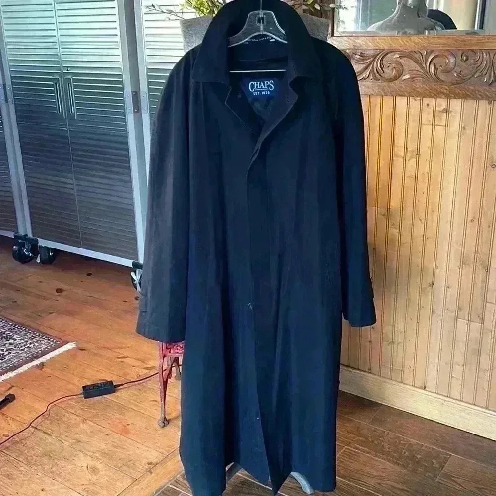 Vintage, Chaps Ralph, Lauren Black Rain Trench Coat Men’s 42 Regular.